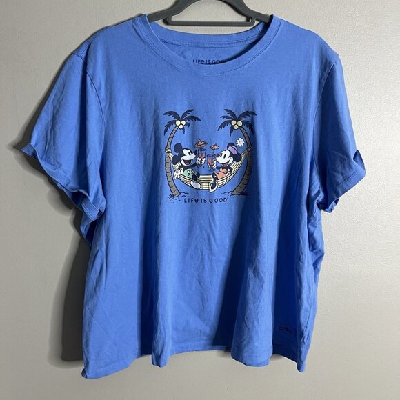 Life is Good Size XXXL Women's Crusher Minnie Mickey Mouse Disney Blue Tee - Picture 1 of 6
